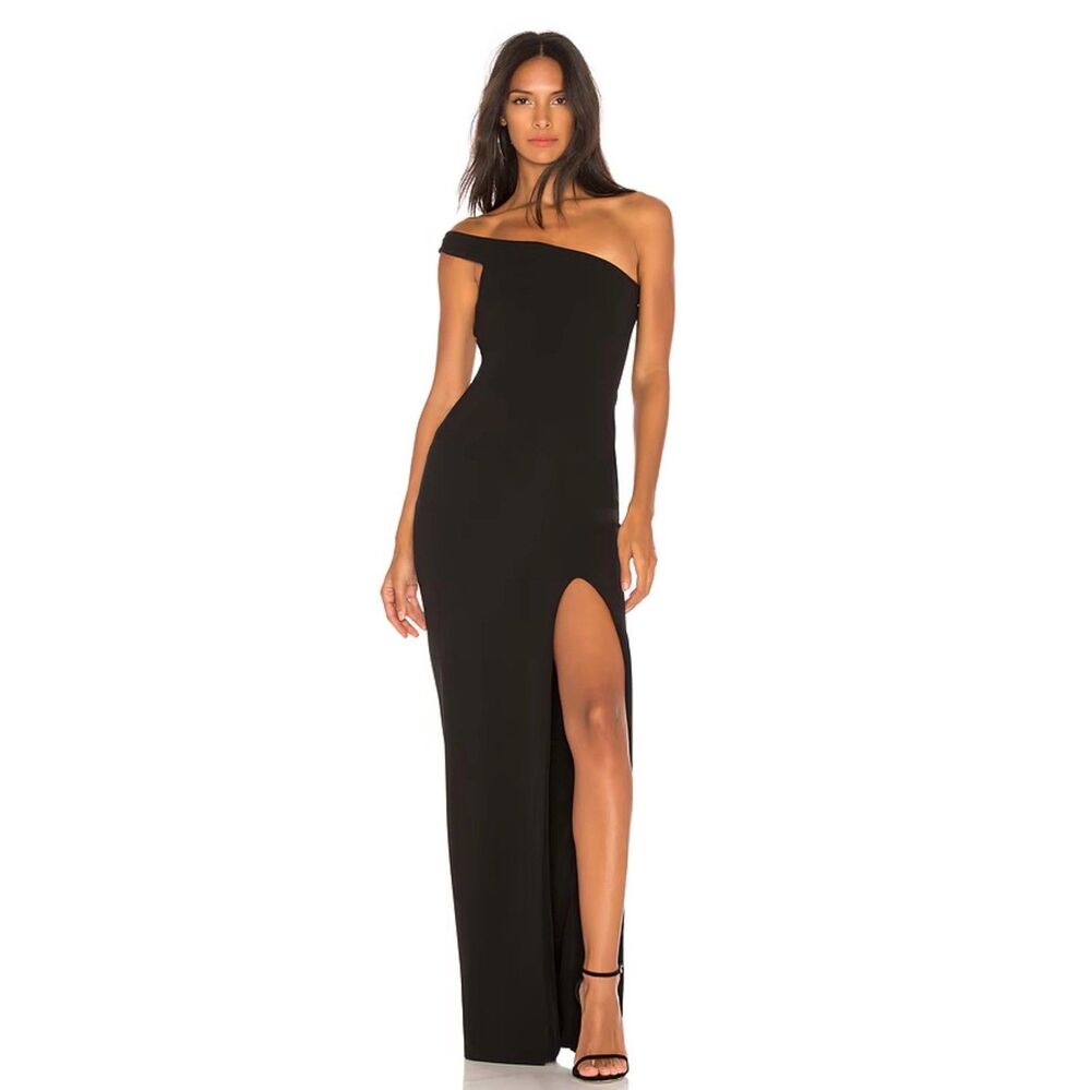 Nookie Mila One Shoulder Gown Dress in Black Size Small $299